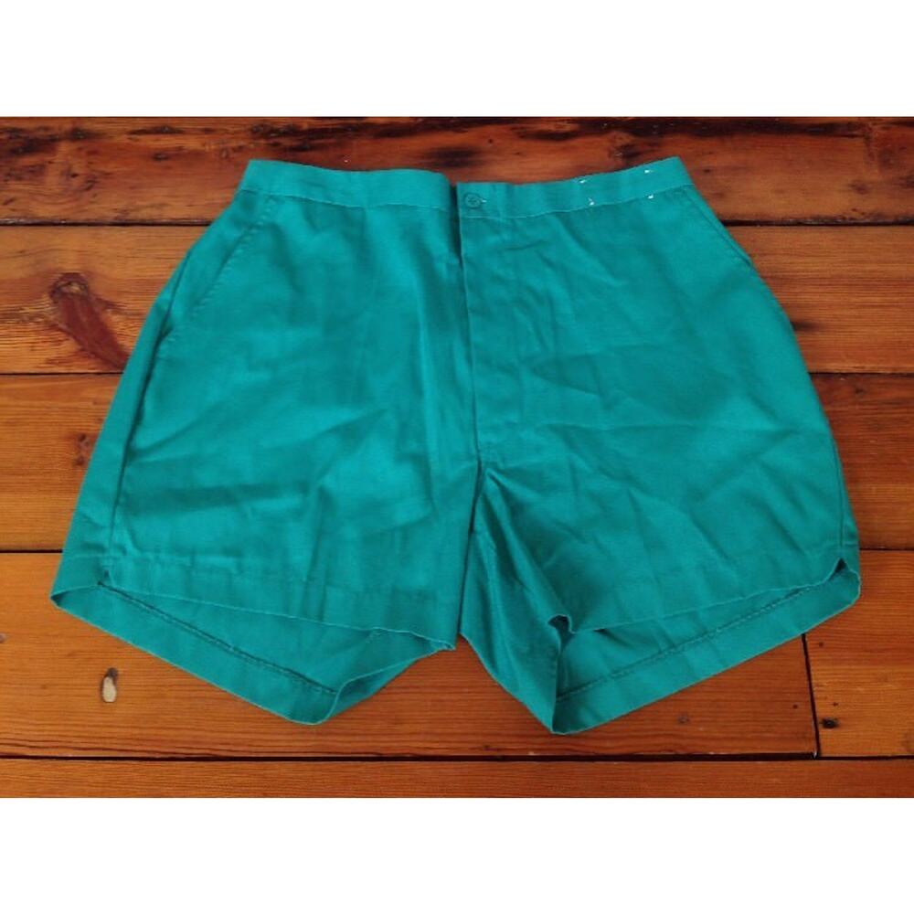 Vintage 90s McGregor Vaporwave Green Cotton Blend Flat Front Shorts L/36-38 34"